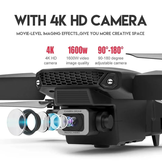 E88Pro 4K RC Drone - Professional Foldable Quadcopter with HD Camera & 3 Batteries