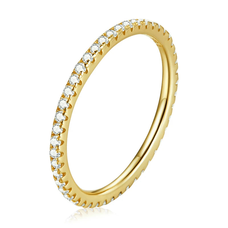 Sterling Silver CZ Stackable Ring - Gold Plated Wedding Band