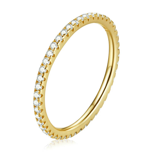 Sterling Silver CZ Stackable Ring - Gold Plated Wedding Band