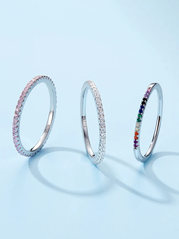 Sterling Silver CZ Stackable Ring - Gold Plated Wedding Band