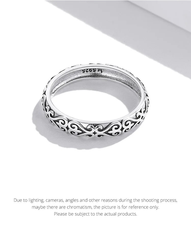 Sterling Silver Vine Pattern Ring - Women's Stackable Band