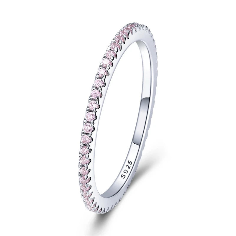 Sterling Silver CZ Stackable Ring - Gold Plated Wedding Band