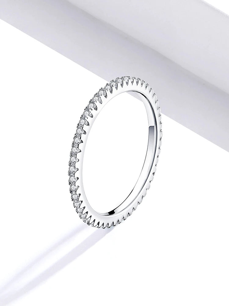 Sterling Silver CZ Stackable Ring - Gold Plated Wedding Band