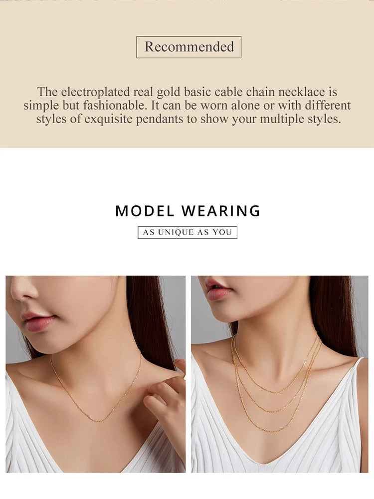 Sterling Silver Box Chain Necklace - Adjustable Lobster Clasp