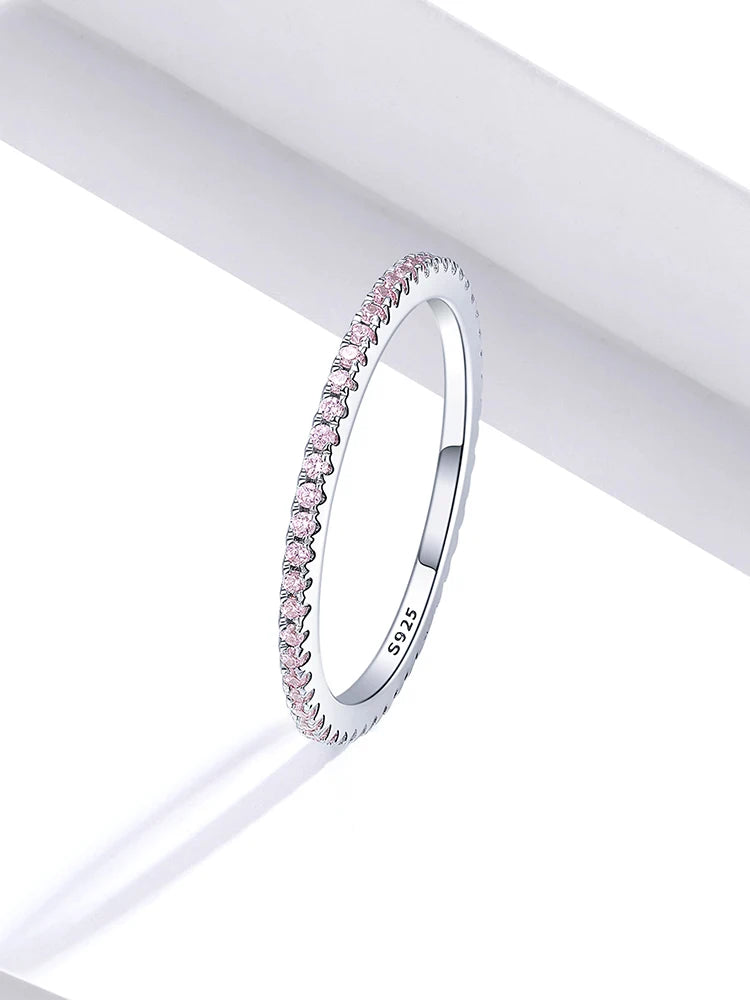 Sterling Silver CZ Stackable Ring - Gold Plated Wedding Band