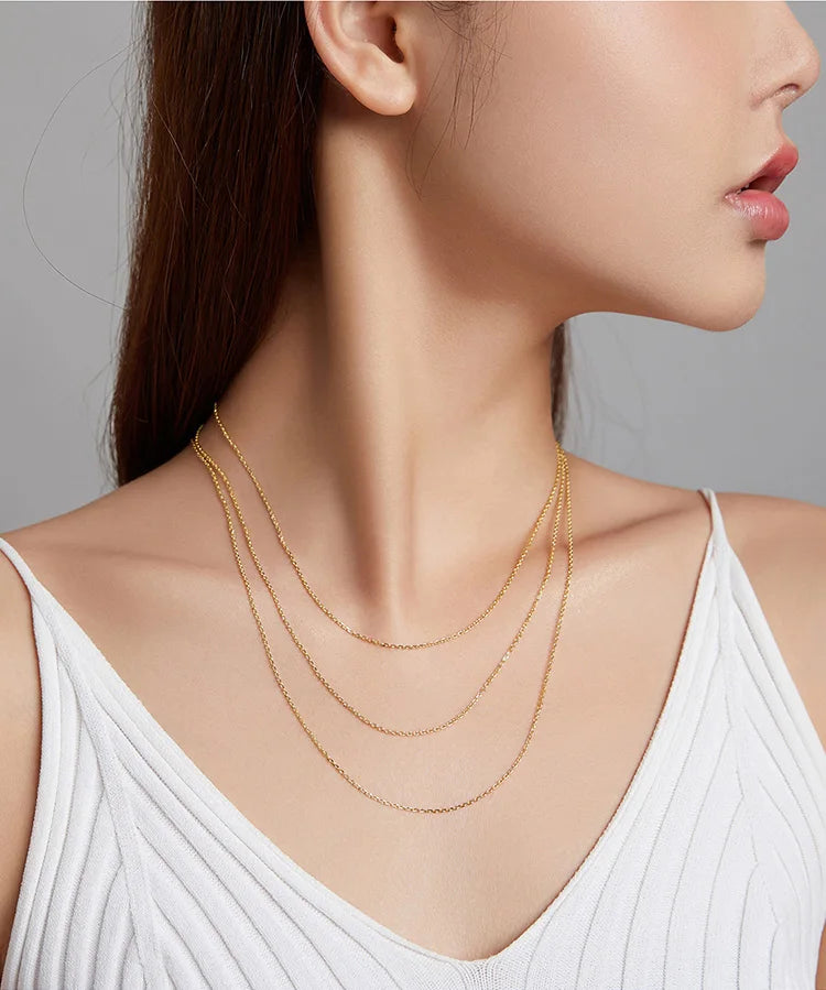 Sterling Silver Box Chain Necklace - Adjustable Lobster Clasp