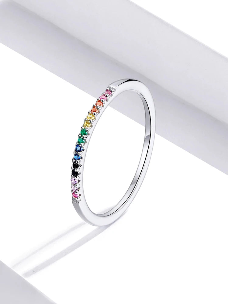 Sterling Silver CZ Stackable Ring - Gold Plated Wedding Band