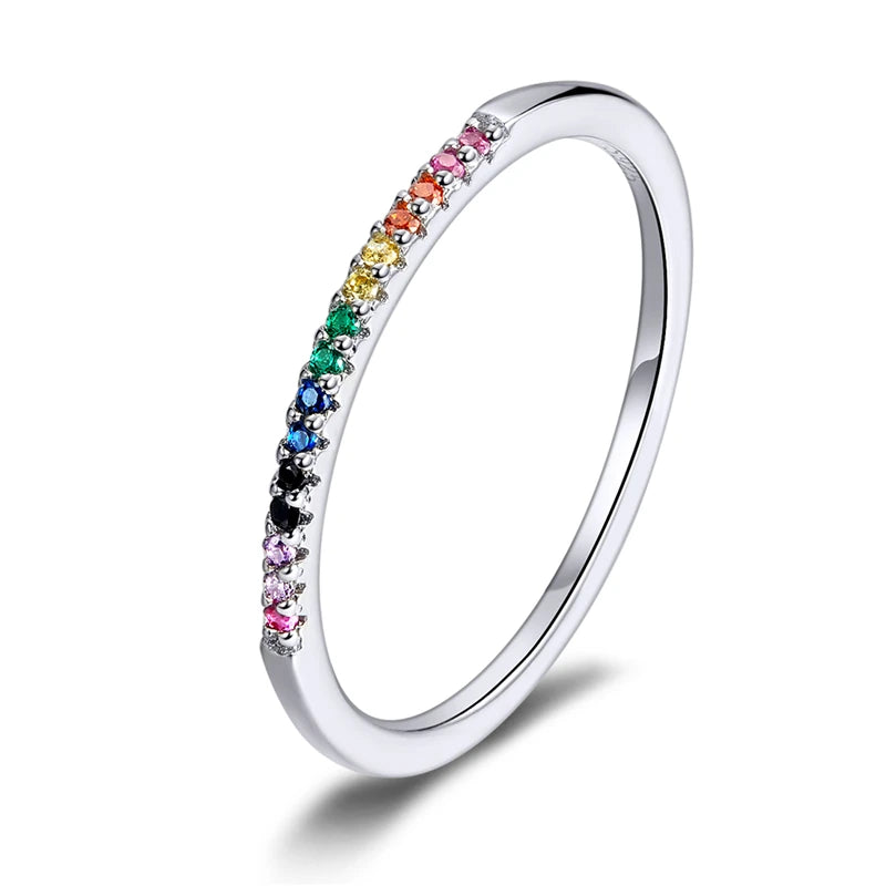Sterling Silver CZ Stackable Ring - Gold Plated Wedding Band
