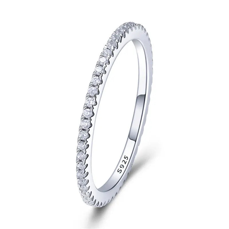 Sterling Silver CZ Stackable Ring - Gold Plated Wedding Band