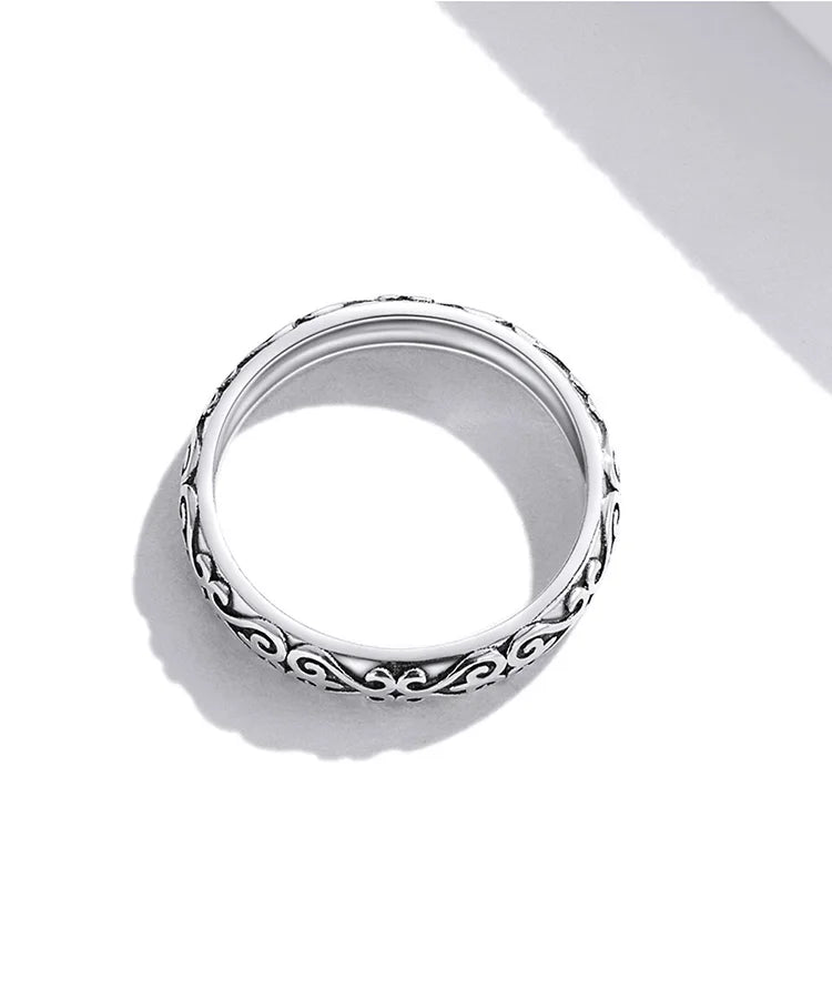 Sterling Silver Vine Pattern Ring - Women's Stackable Band