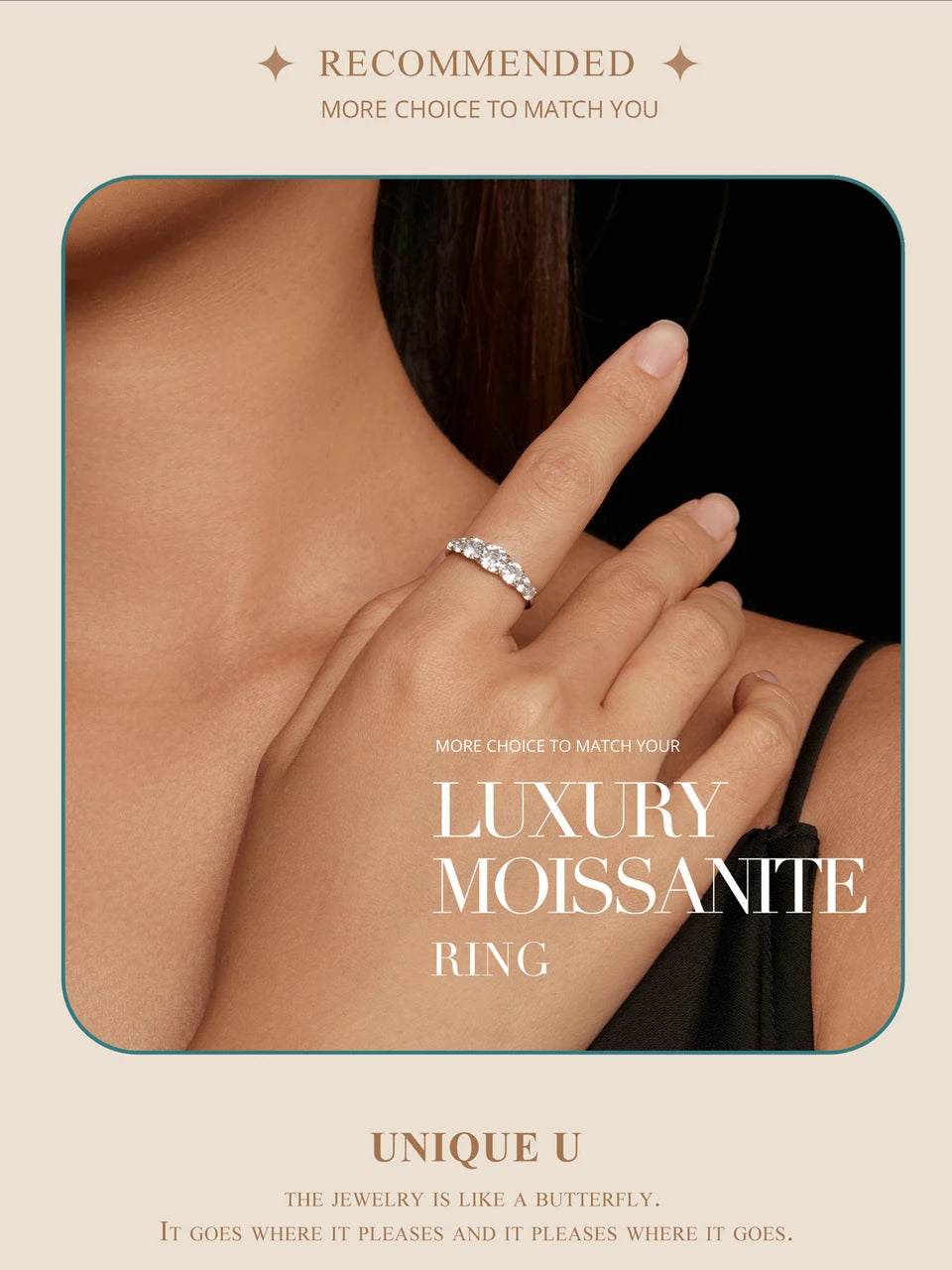 Moissanite Engagement Ring - D Color VVS1 Sterling Silver