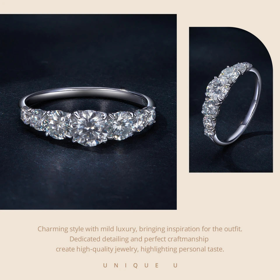 Moissanite Engagement Ring - D Color VVS1 Sterling Silver