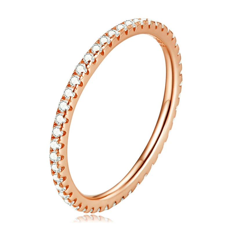 Sterling Silver CZ Stackable Ring - Gold Plated Wedding Band