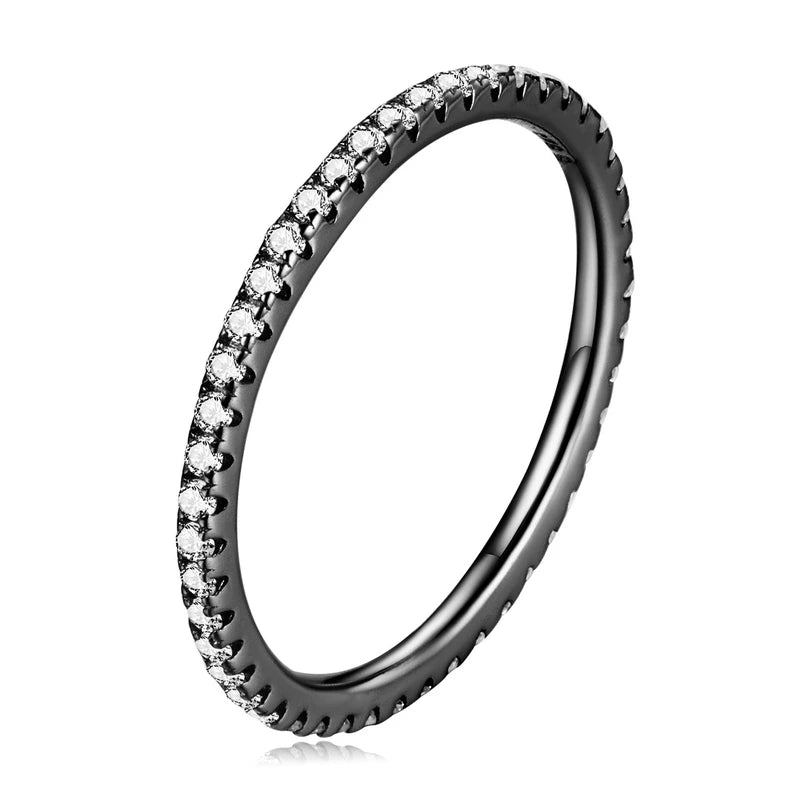 Sterling Silver CZ Stackable Ring - Gold Plated Wedding Band