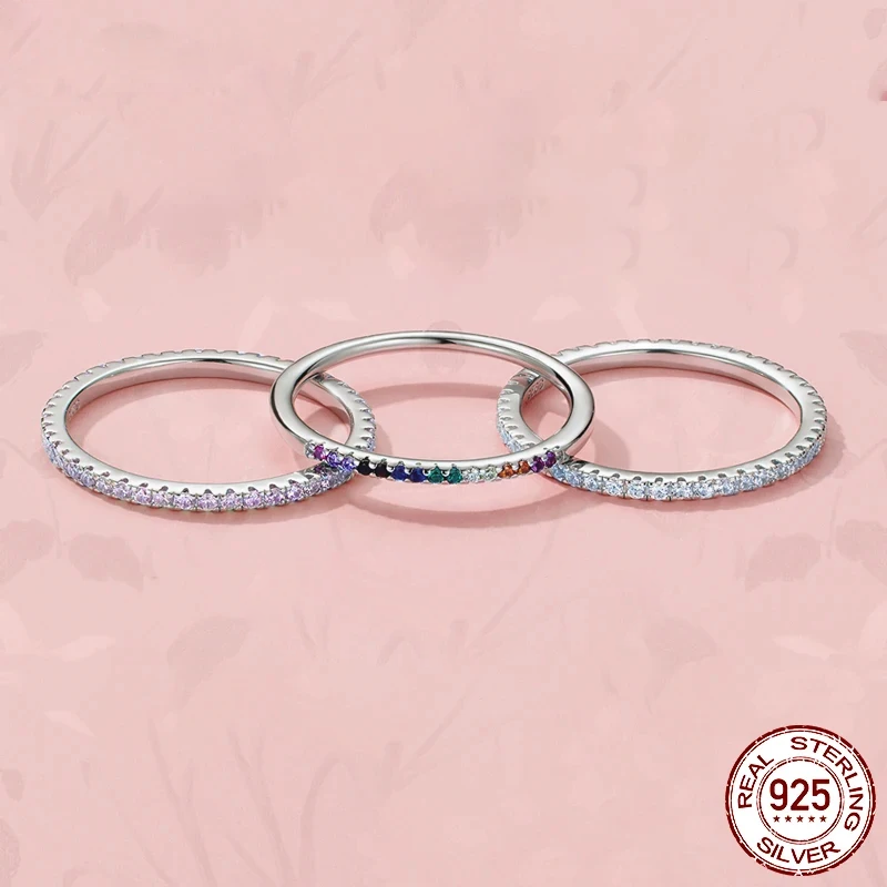 Sterling Silver CZ Stackable Ring - Gold Plated Wedding Band