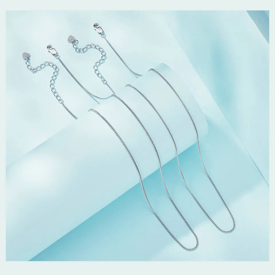 Sterling Silver Box Chain Necklace - Adjustable Lobster Clasp