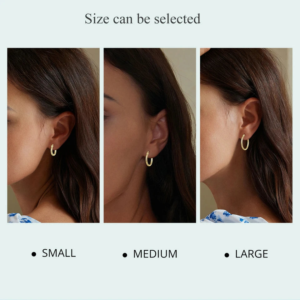 Premium Sterling Silver Hoop Earrings - 14K White Gold Plated | Hypoallergenic