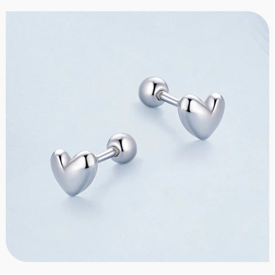 Sterling Silver Heart Stud Earrings