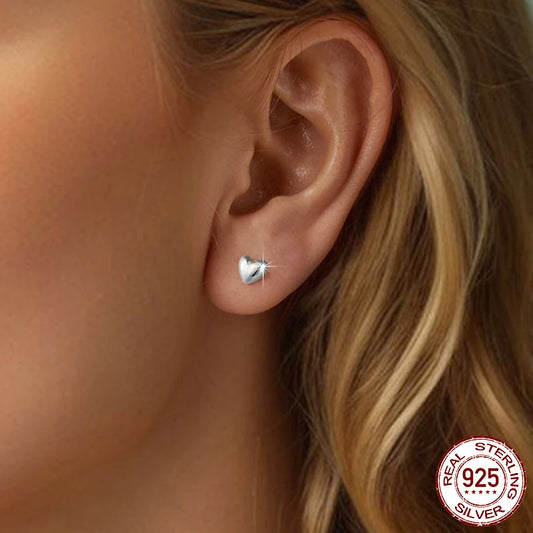 Sterling Silver Heart Stud Earrings