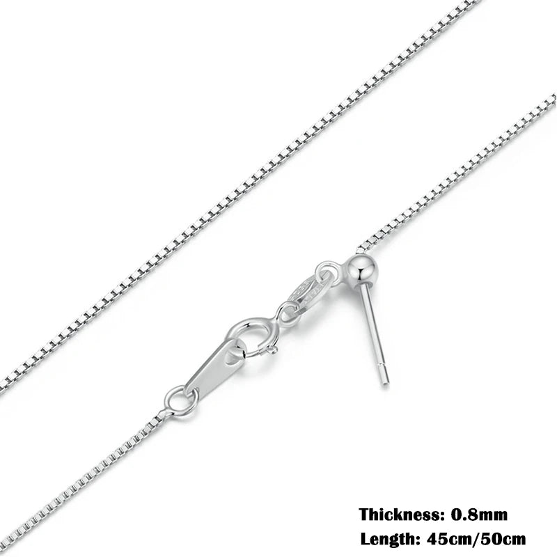 Sterling Silver Box Chain Necklace - Adjustable Lobster Clasp