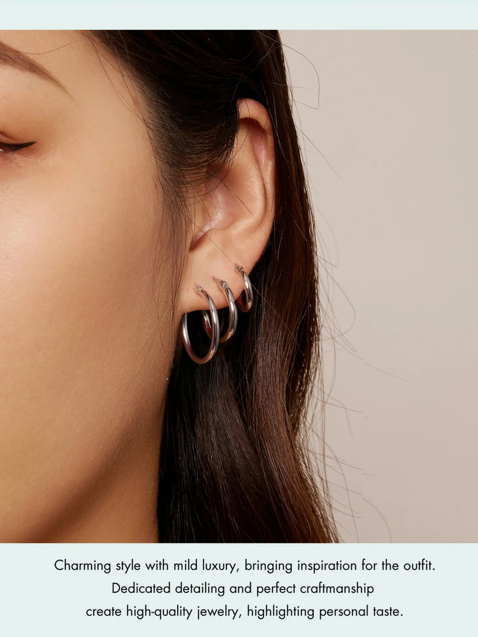 Premium Sterling Silver Hoop Earrings - 14K White Gold Plated | Hypoallergenic