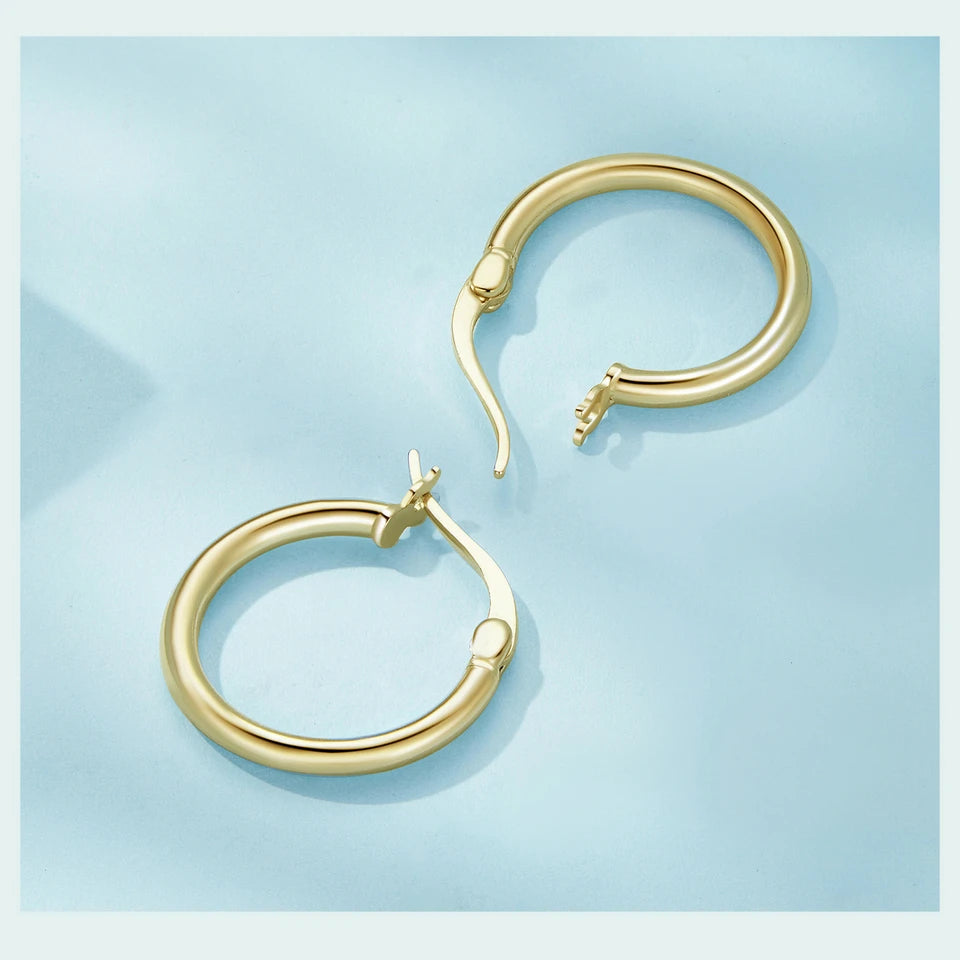 Premium Sterling Silver Hoop Earrings - 14K White Gold Plated | Hypoallergenic
