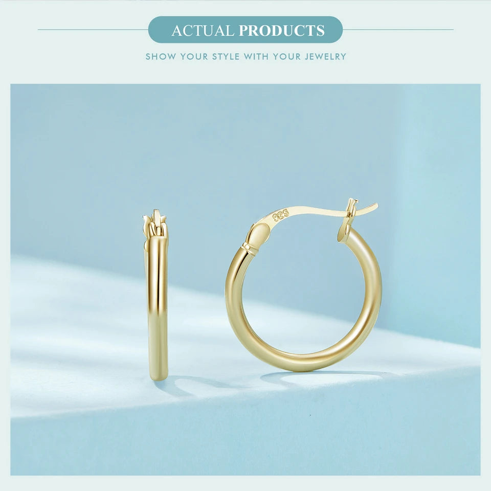 Premium Sterling Silver Hoop Earrings - 14K White Gold Plated | Hypoallergenic