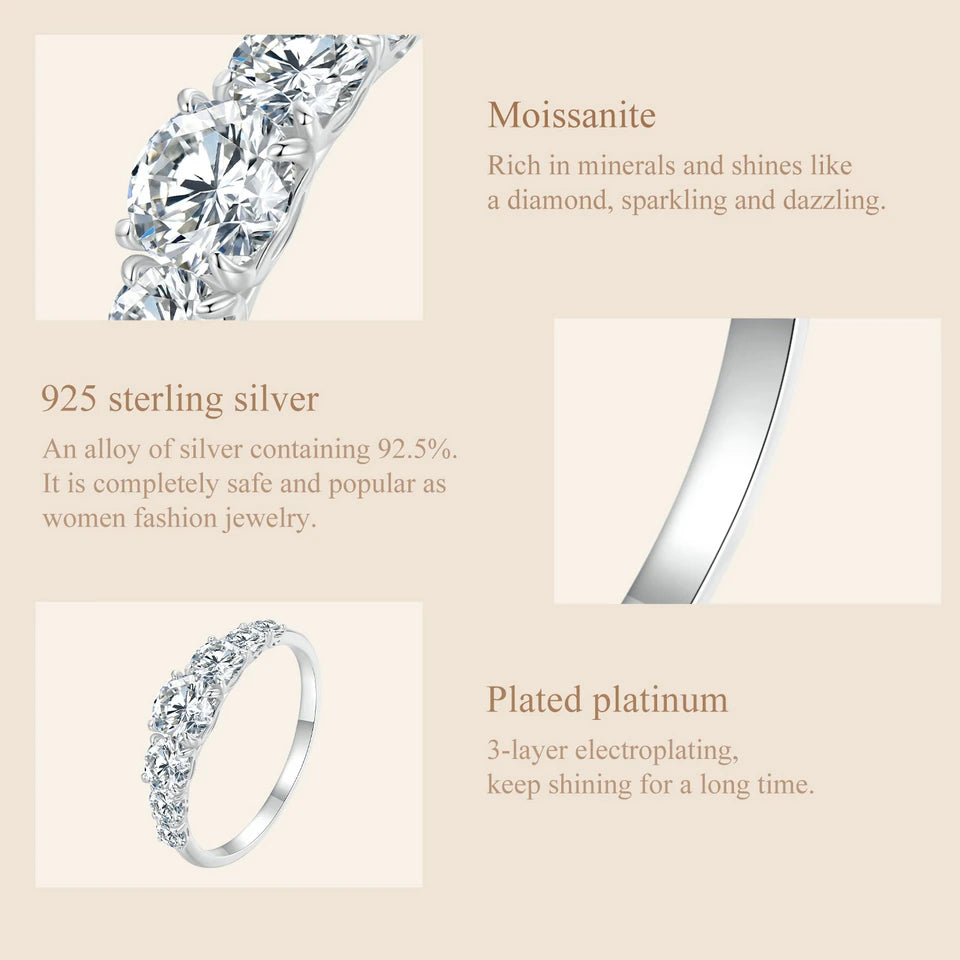 Moissanite Engagement Ring - D Color VVS1 Sterling Silver