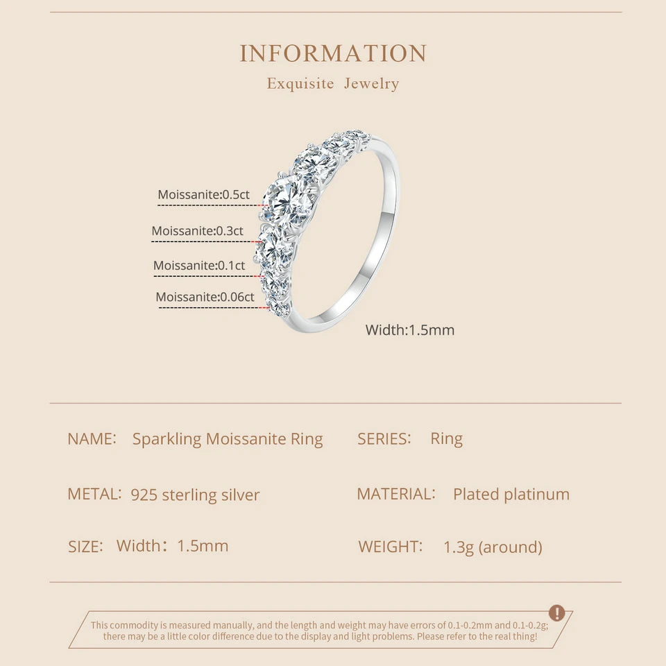 Moissanite Engagement Ring - D Color VVS1 Sterling Silver