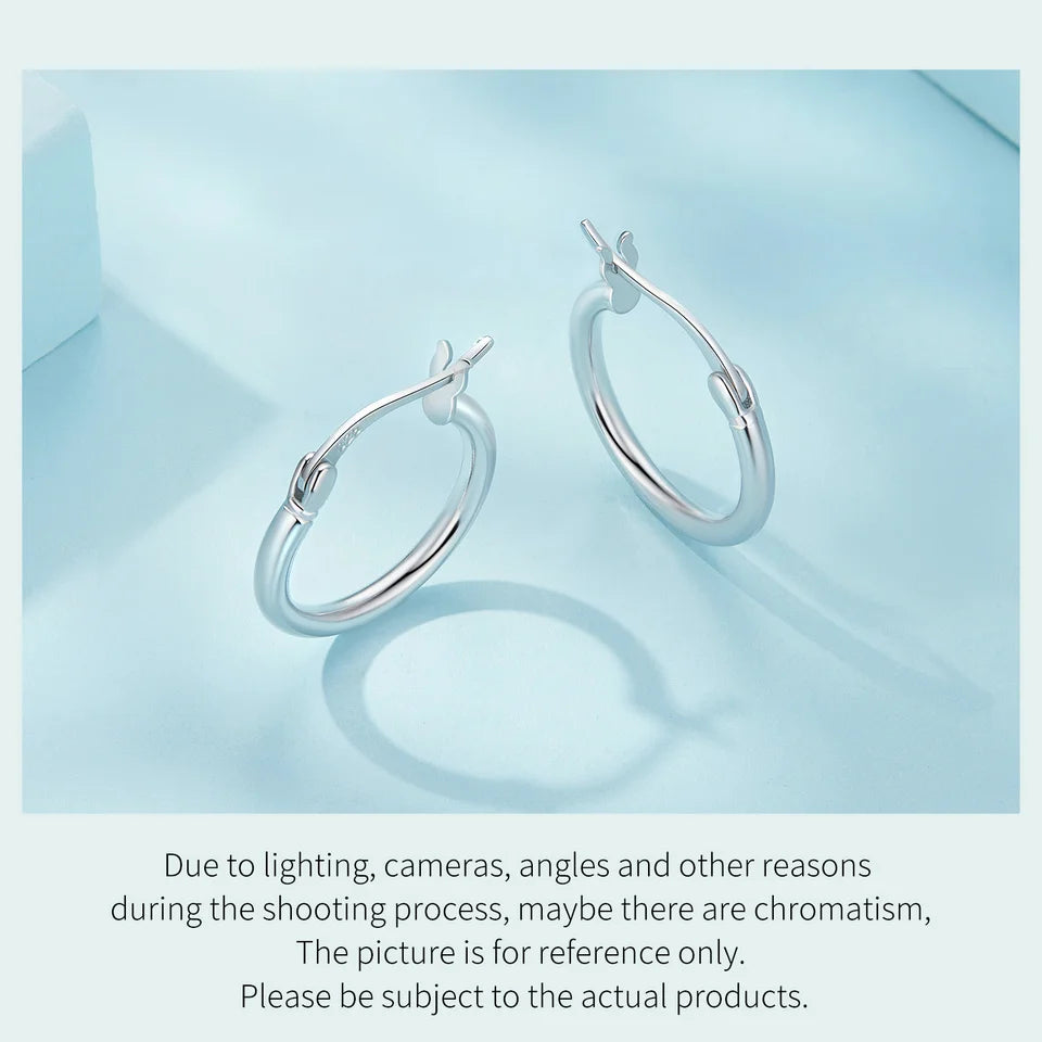 Premium Sterling Silver Hoop Earrings - 14K White Gold Plated | Hypoallergenic