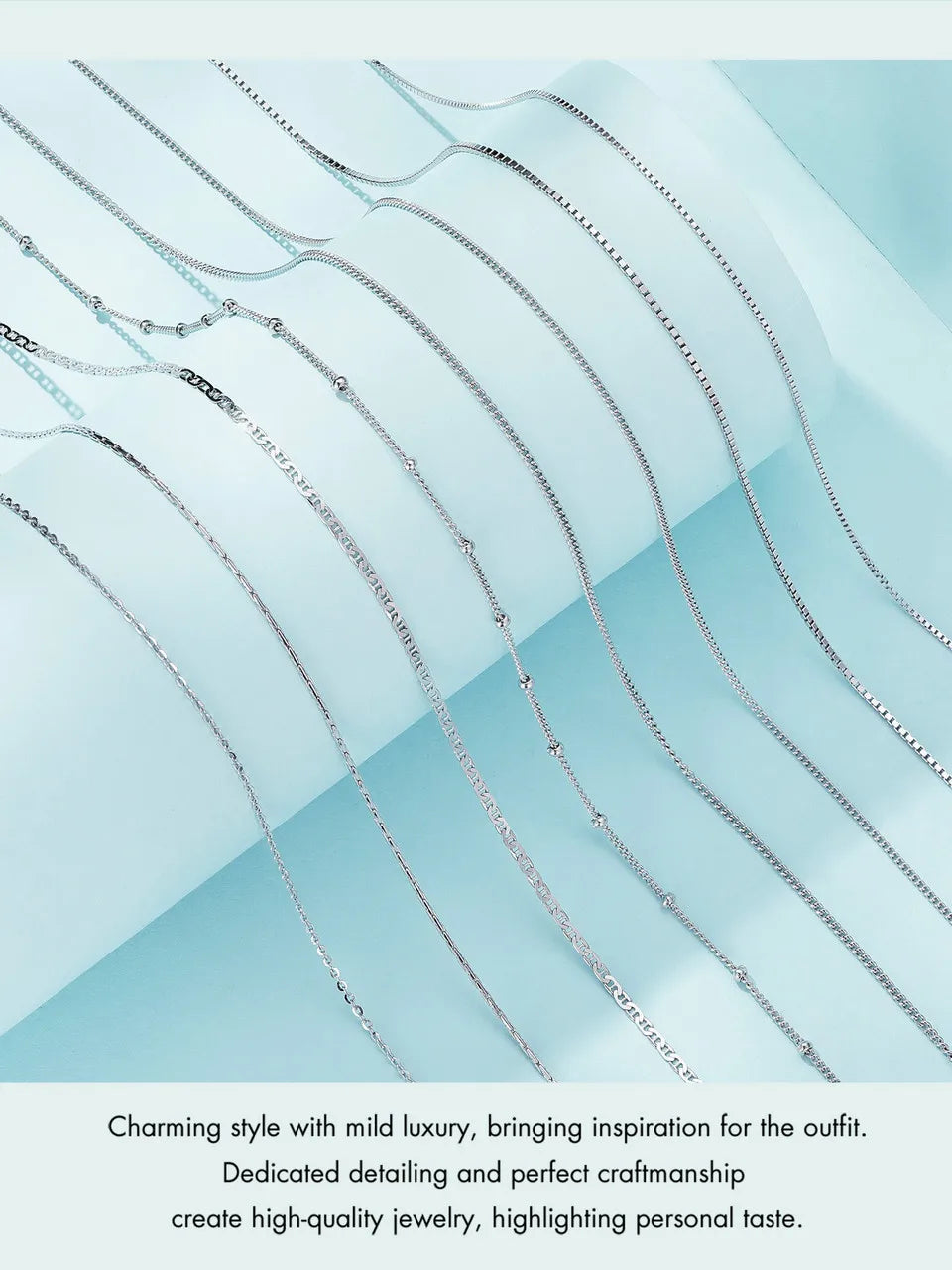 Sterling Silver Box Chain Necklace - Adjustable Lobster Clasp