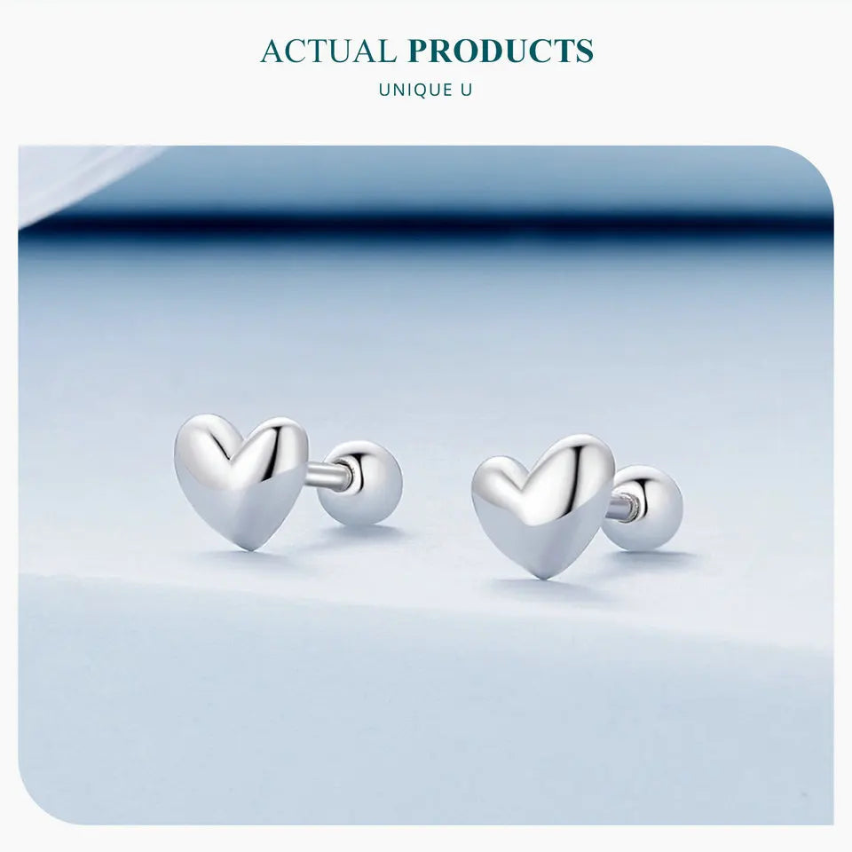 Sterling Silver Heart Stud Earrings