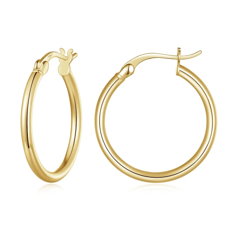 Premium Sterling Silver Hoop Earrings - 14K White Gold Plated | Hypoallergenic