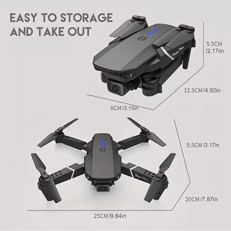E88Pro 4K RC Drone - Professional Foldable Quadcopter with HD Camera & 3 Batteries