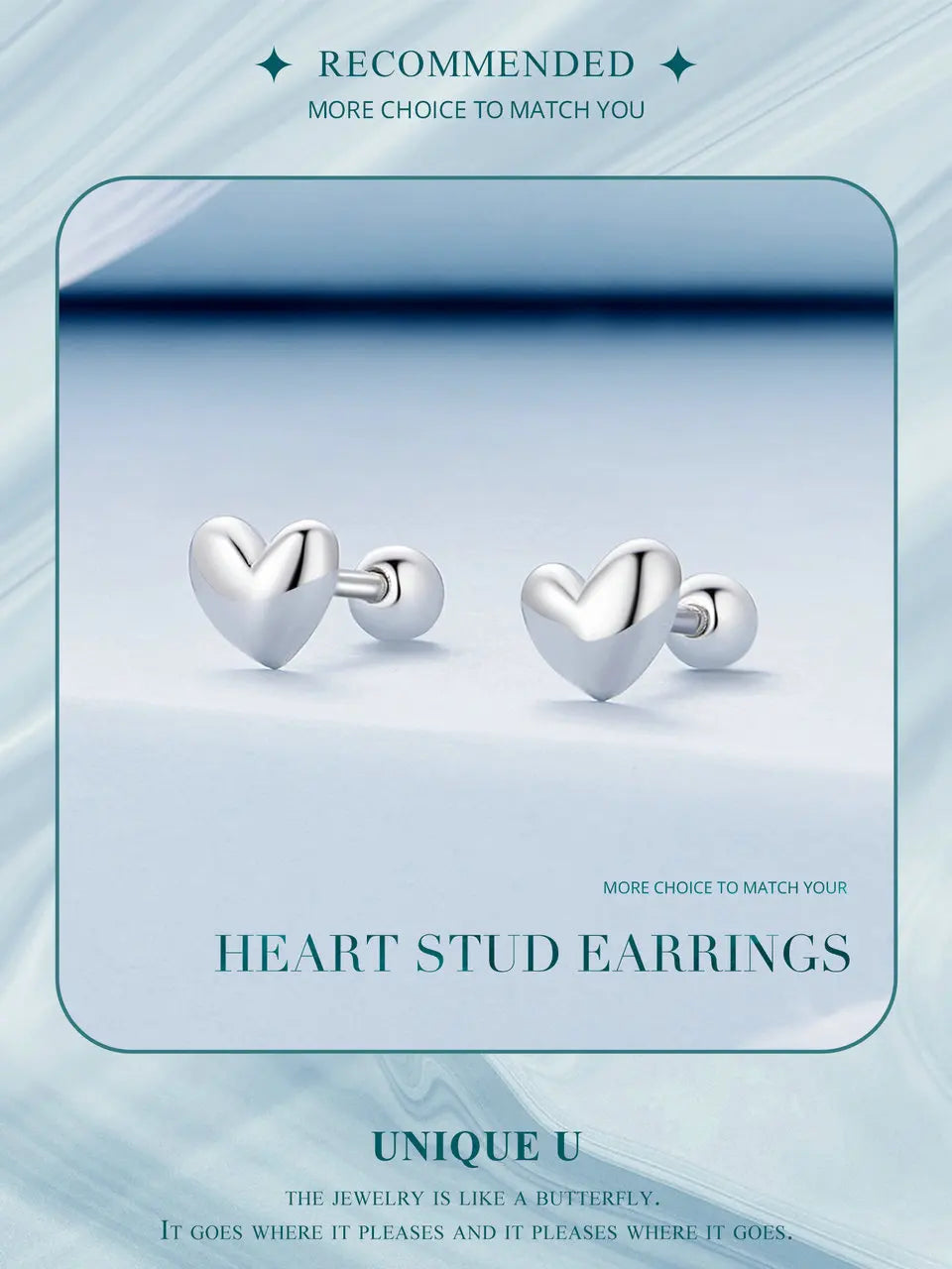 Sterling Silver Heart Stud Earrings