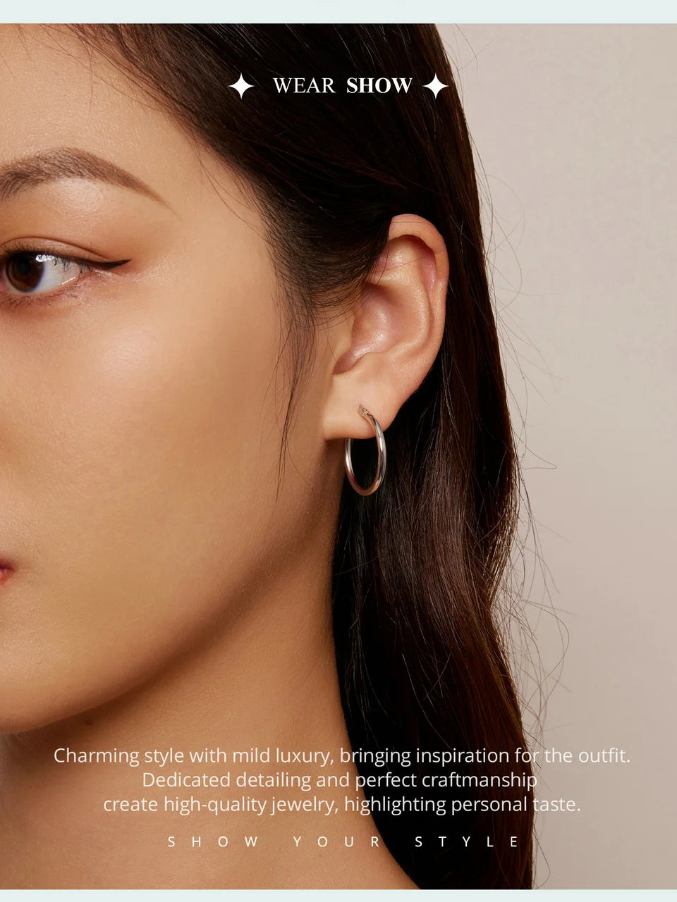 Premium Sterling Silver Hoop Earrings - 14K White Gold Plated | Hypoallergenic