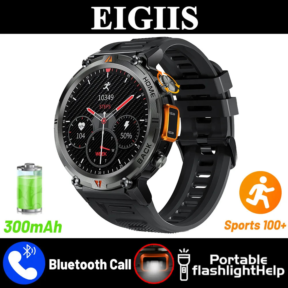 EIGIIS KE3 Smart Watch - Bluetooth Call, Health Monitor & Flashlight for Men