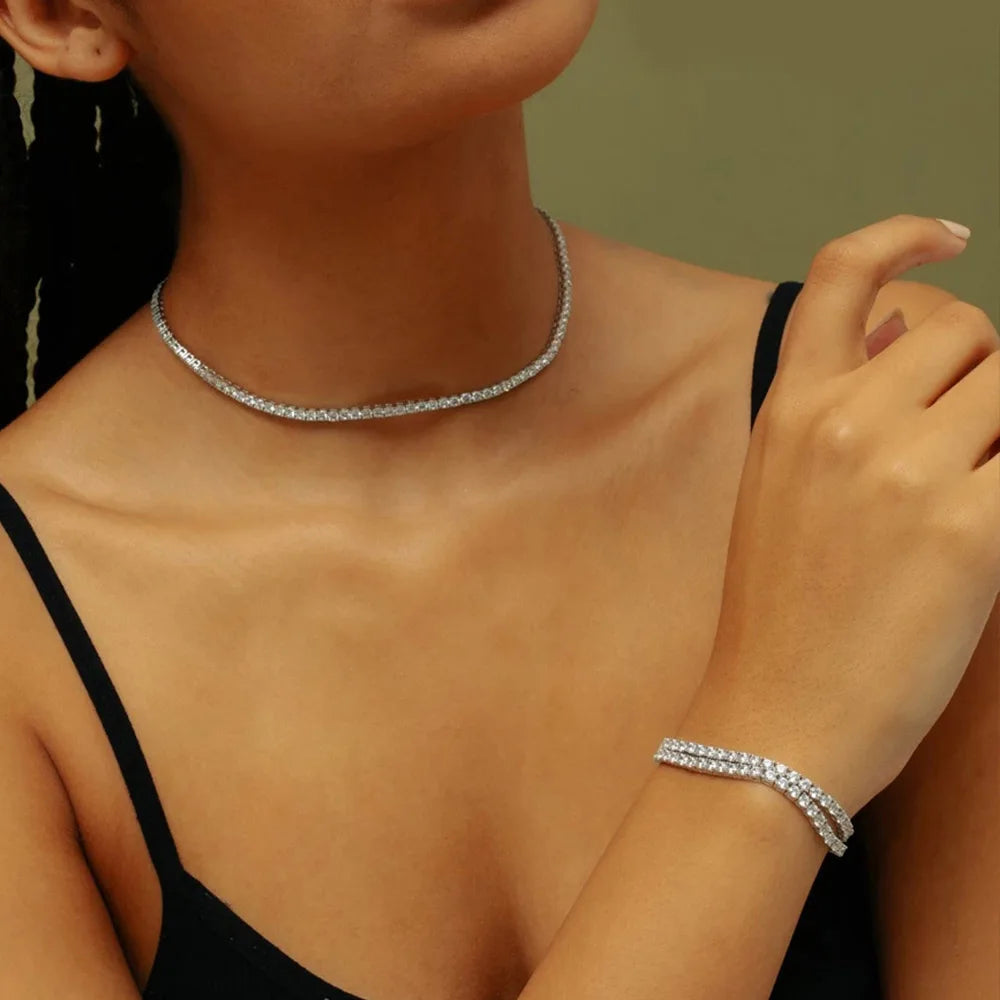 Veloura Luxury Choker Necklace - Cubic Zirconia Tennis Chain for Women