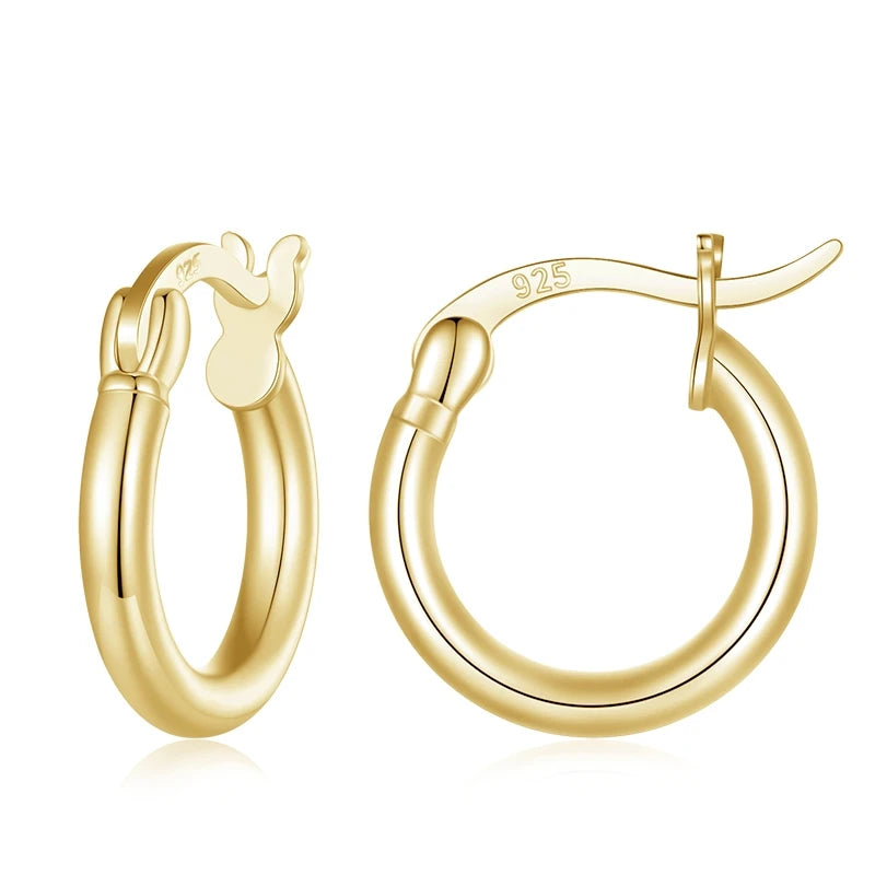Premium Sterling Silver Hoop Earrings - 14K White Gold Plated | Hypoallergenic