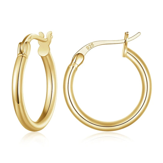 Premium Sterling Silver Hoop Earrings - 14K White Gold Plated | Hypoallergenic