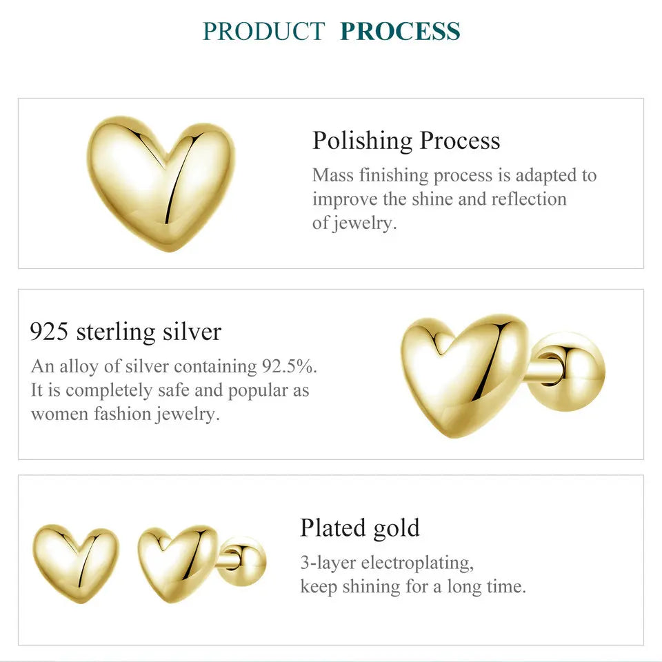 Sterling Silver Heart Stud Earrings
